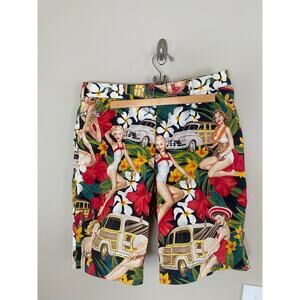 LOUDMOUTH mens Hawaiian pinup girl shorts size 34